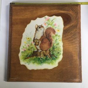 Vintage squirrel decoupage on wood